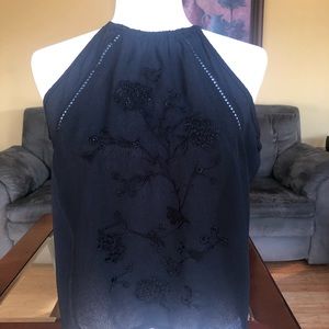 Black embroidered tank top